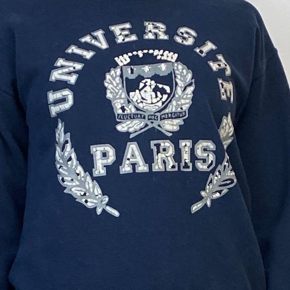 Vintage 90s DISTRESSED 'Universite Paris' Sweatshirt! Small - Picture 6 of 6